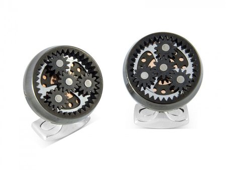 Deakin & Francis Sun & Planet Gear Cufflinks – Gunmetal Black on Sale