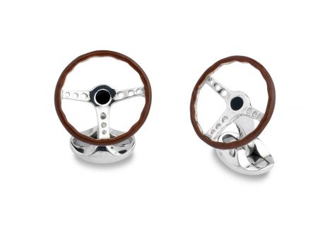 Deakin & Francis Silver Vintage Steering Wheel Cufflinks Fashion