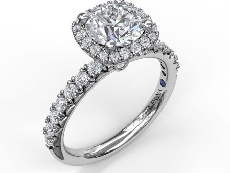 Fana Classic Diamond Halo Engagement Ring with a Gorgeous Side Profile 3817 For Sale