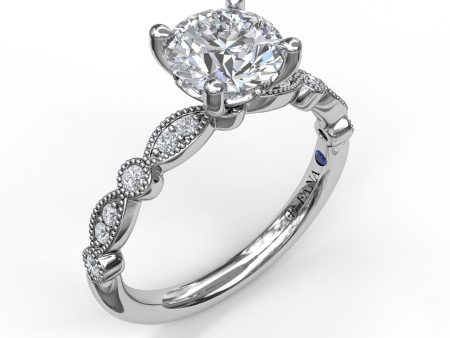 Fana Classic Diamond Engagement Ring with Detailed Milgrain Band 3040 For Cheap