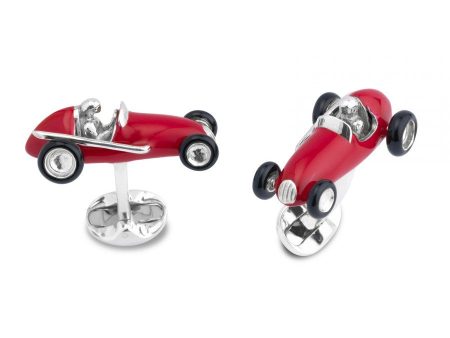 Deakin & Francis Silver Red Racing Car Cufflinks Online now