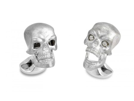 Deakin & Francis Silver Skull Cufflinks with Diamond Eyes Hot on Sale