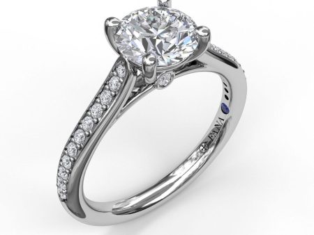 Fana Cathedral Single Row Pave Engagement Ring 3532 For Sale