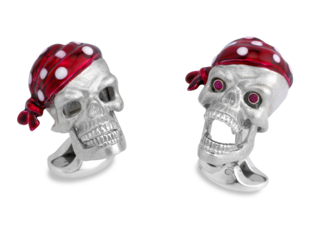 Deakin & Francis Silver Pirate Skull Cufflinks Fashion