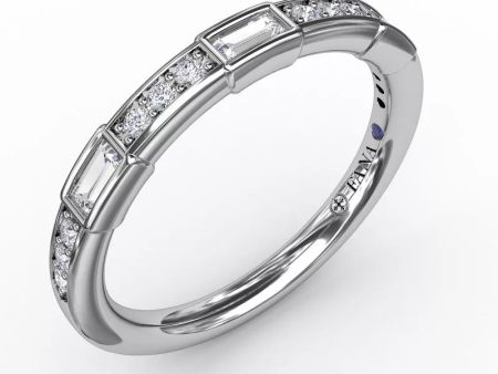 Fana Baguette and Bar Diamond Band 7344 For Sale