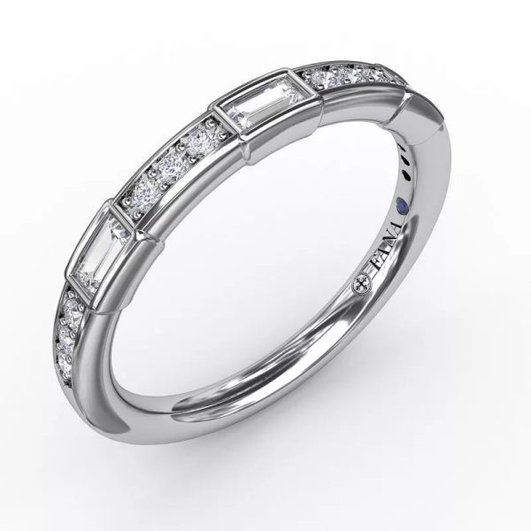 Fana Baguette and Bar Diamond Band 7344 For Sale