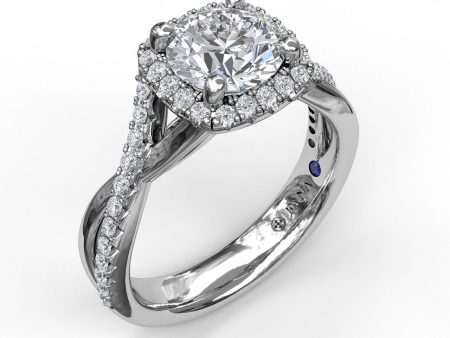 Fana Cushion Halo With Diamond And Gold Twist Engagement Ring 3755 Online